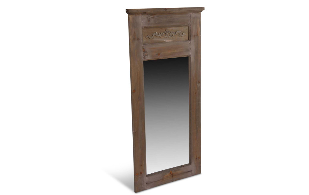 Grand Miroir Ancien Rectangulaire Vertical Bois 58x4x118cm