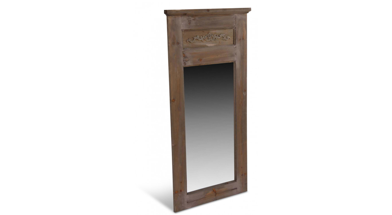 Grand Miroir Ancien Rectangulaire Vertical Bois 58x4x118cm