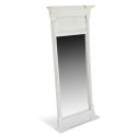 Large Antique Rectangular Vertical Mirror White Cerused Wood 59x11x136cm