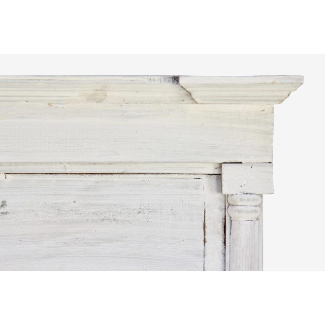 Grand Miroir Ancien Rectangulaire Vertical Bois Cerusé Blanc 59x11x136cm