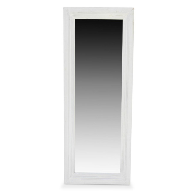 Miroir Ancien Rectangulaire Bois Blanc Cerusé 155x5.5x60cm