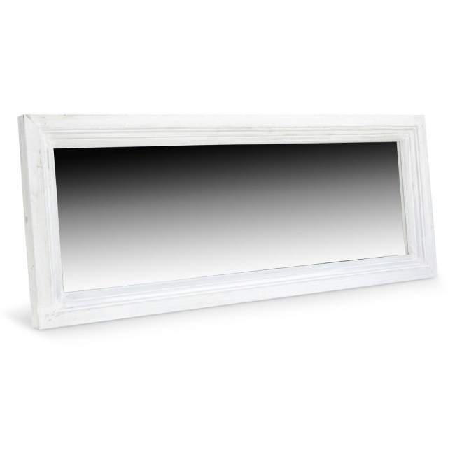 Miroir Ancien Rectangulaire Bois Blanc Cerusé 155x5.5x60cm