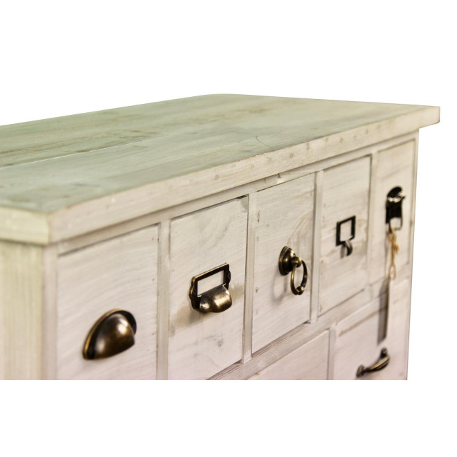 Wochenschrank Chiffonnier Grainetier Bois 16 Schubladen Cerusé Blanc 96x35x92cm