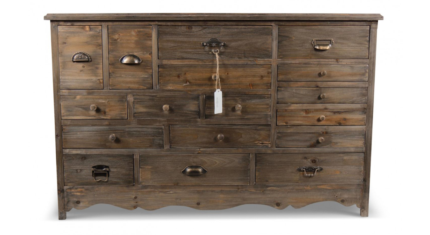 Wochenmöbel Chiffonnier Grainetier Holz 17 Schubladen 124x32.5x78.5cm