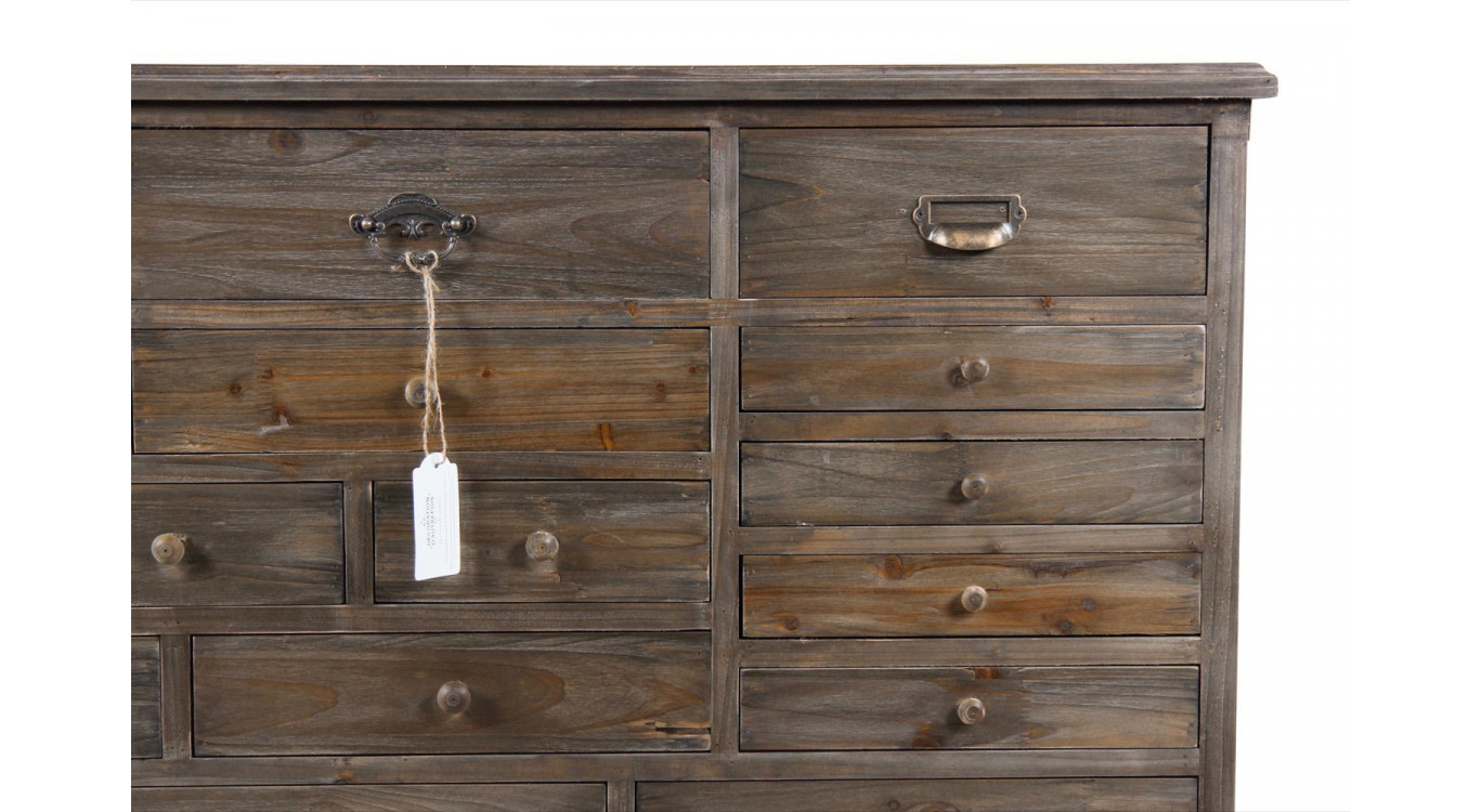 Wochenmöbel Chiffonnier Grainetier Holz 17 Schubladen 124x32.5x78.5cm