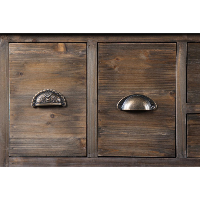 Meuble Semainier Chiffonnier Grainetier Bois 17 Tiroirs 124x32.5x78.5cm