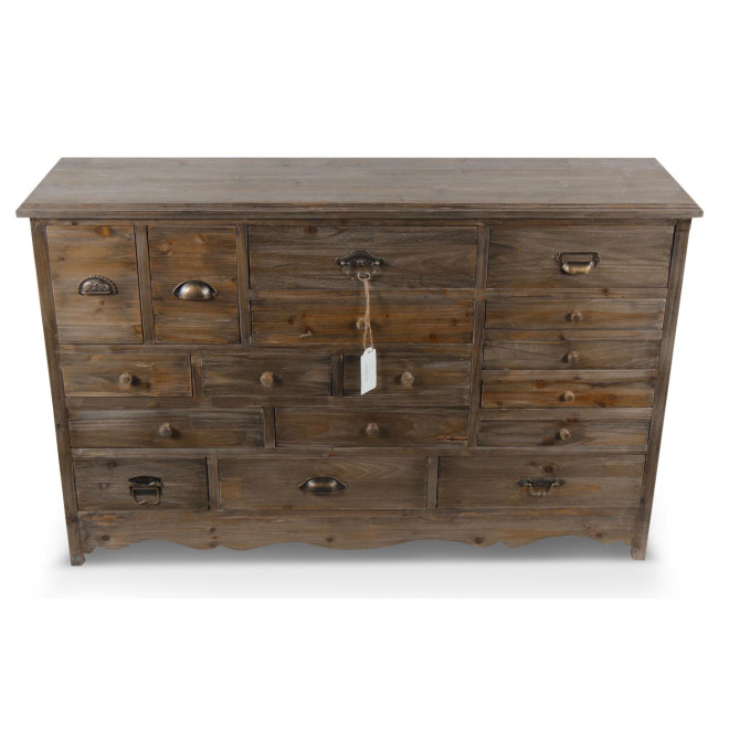 Meuble Semainier Chiffonnier Grainetier Bois 17 Tiroirs 124x32.5x78.5cm