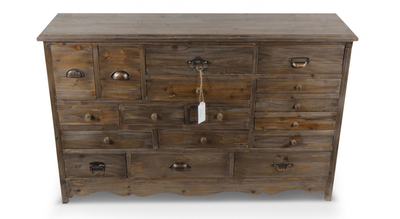 Wochenmöbel Chiffonnier Grainetier Holz 17 Schubladen 124x32.5x78.5cm