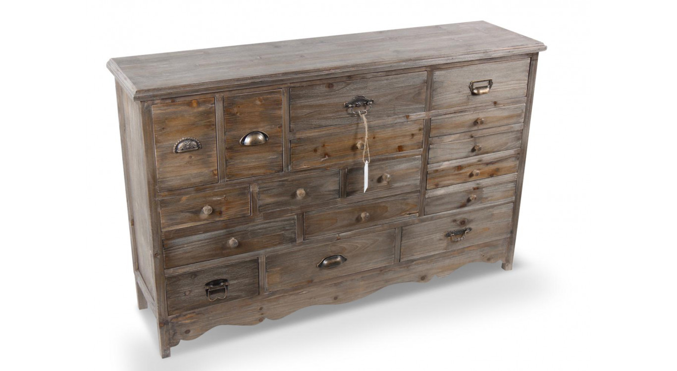 Wochenmöbel Chiffonnier Grainetier Holz 17 Schubladen 124x32.5x78.5cm
