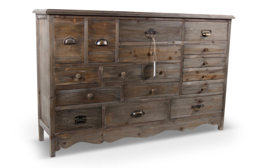Wochenmöbel Chiffonnier Grainetier Holz 17 Schubladen 124x32.5x78.5cm
