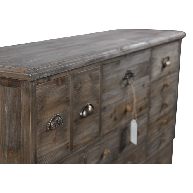 Meuble Semainier Chiffonnier Grainetier Bois 17 Tiroirs 124x32.5x78.5cm
