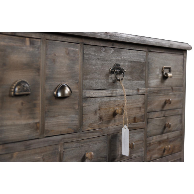 Meuble Semainier Chiffonnier Grainetier Bois 17 Tiroirs 124x32.5x78.5cm