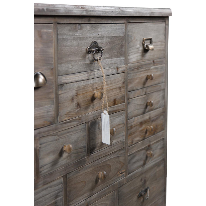 Meuble Semainier Chiffonnier Grainetier Bois 17 Tiroirs 124x32.5x78.5cm