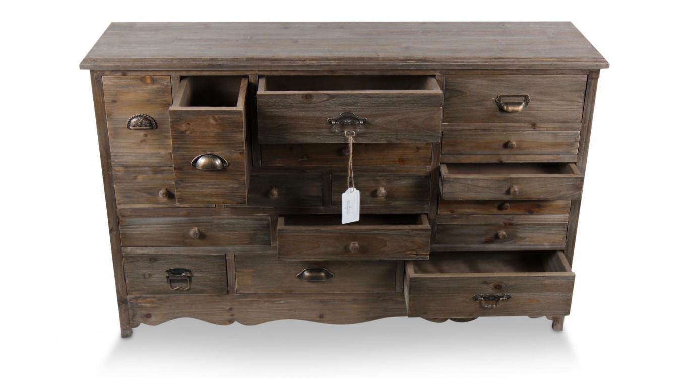 Wochenmöbel Chiffonnier Grainetier Holz 17 Schubladen 124x32.5x78.5cm