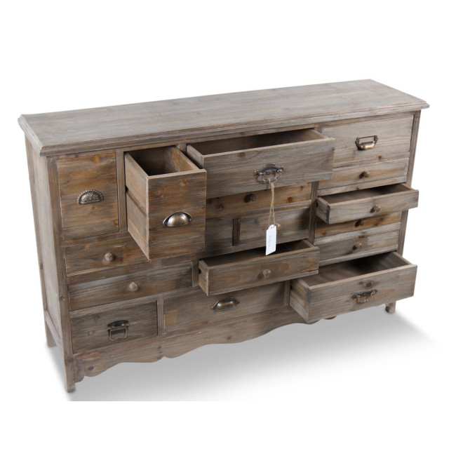 Meuble Semainier Chiffonnier Grainetier Bois 17 Tiroirs 124x32.5x78.5cm