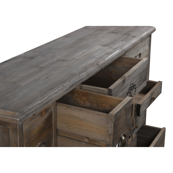 Meuble Semainier Chiffonnier Grainetier Bois 17 Tiroirs 124x32.5x78.5cm