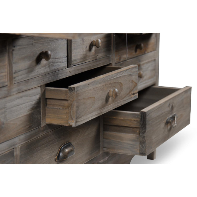 Meuble Semainier Chiffonnier Grainetier Bois 17 Tiroirs 124x32.5x78.5cm
