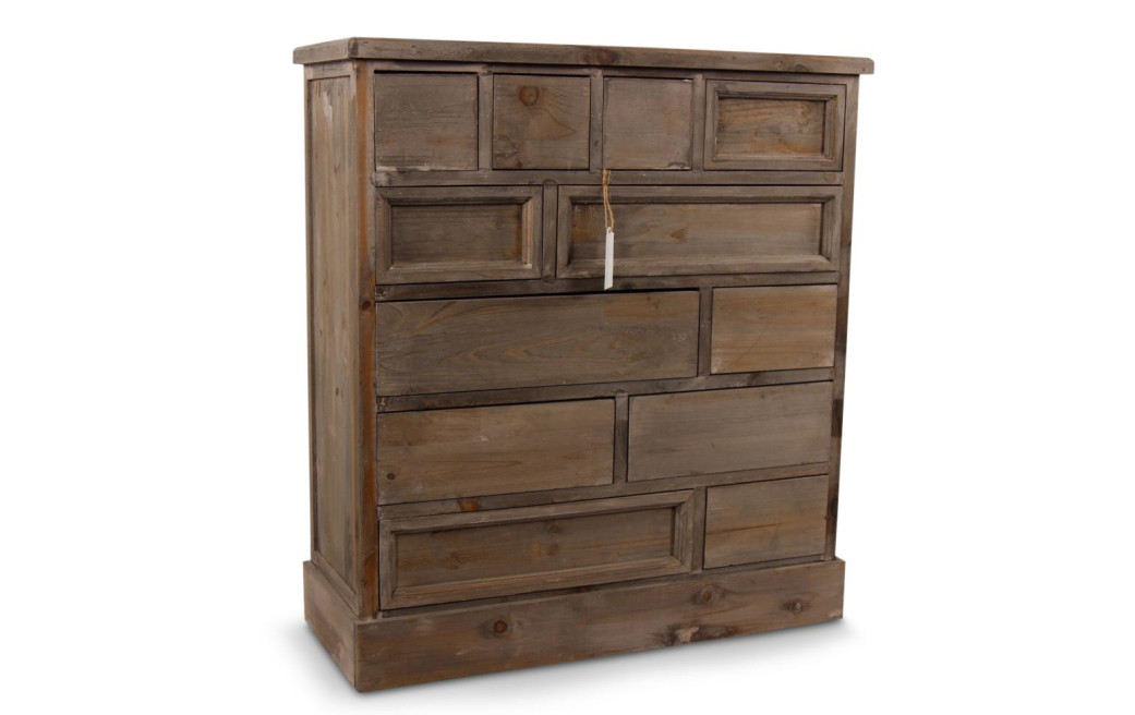 Meuble Semainier Chiffonnier Grainetier Bois 12 Tiroirs Nu 84x32x92cm
