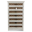 Comò a 7 cassetti in legno cerato bianco 64x32.5x112.5cm