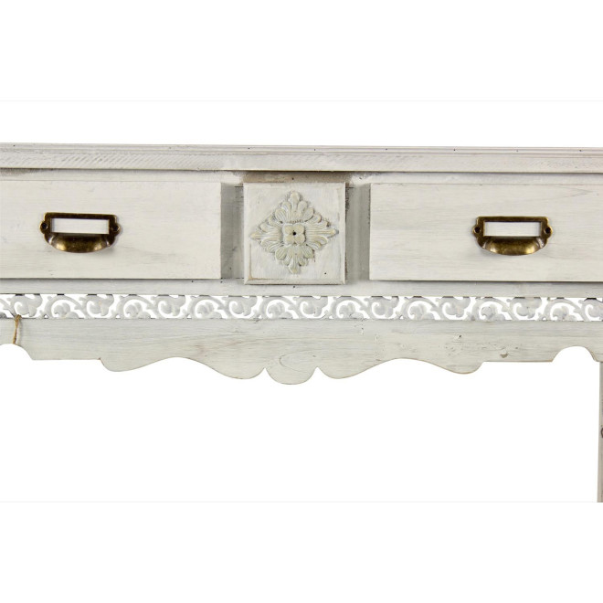 Encadrement Manteau Cheminée 2 Tiroirs Bois Cerusé Blanc 108.5x20.5x111.5cm