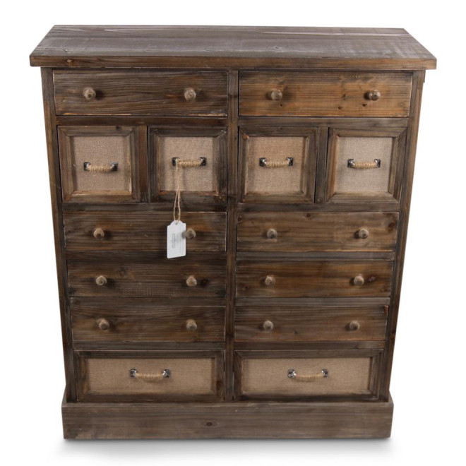 Meuble Semainier Chiffonnier Grainetier Bois 14 Tiroirs 85x33x98.5cm