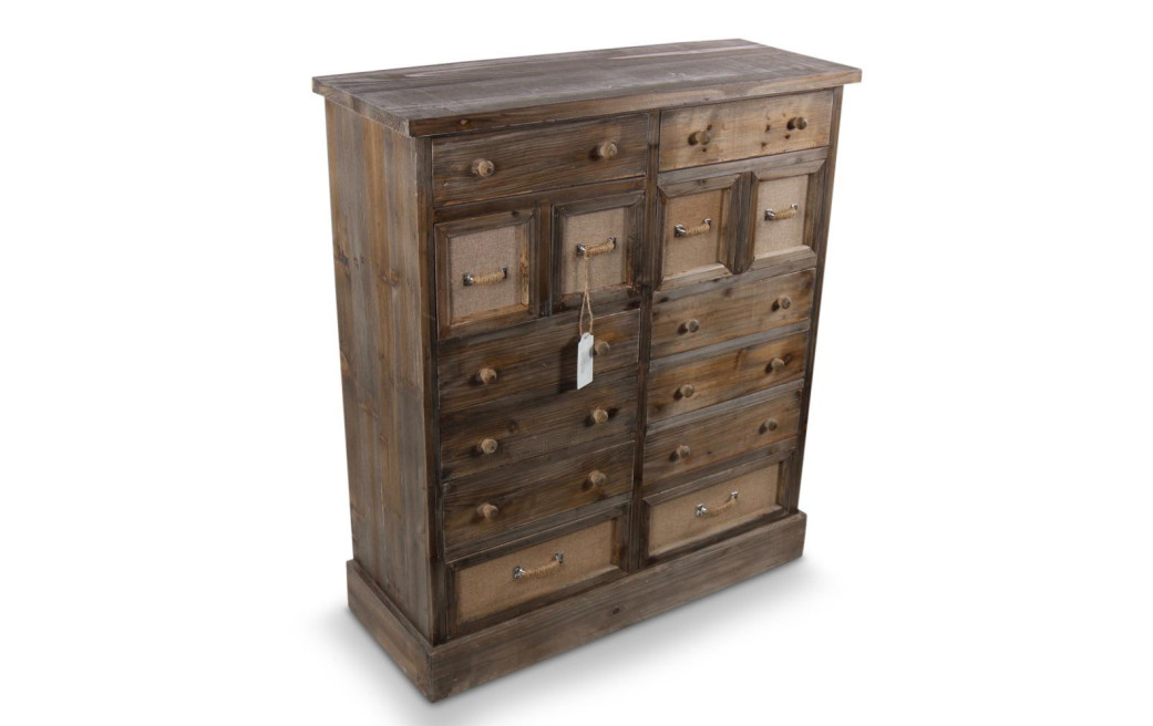 Meuble Semainier Chiffonnier Grainetier Bois 14 Tiroirs 85x33x98.5cm