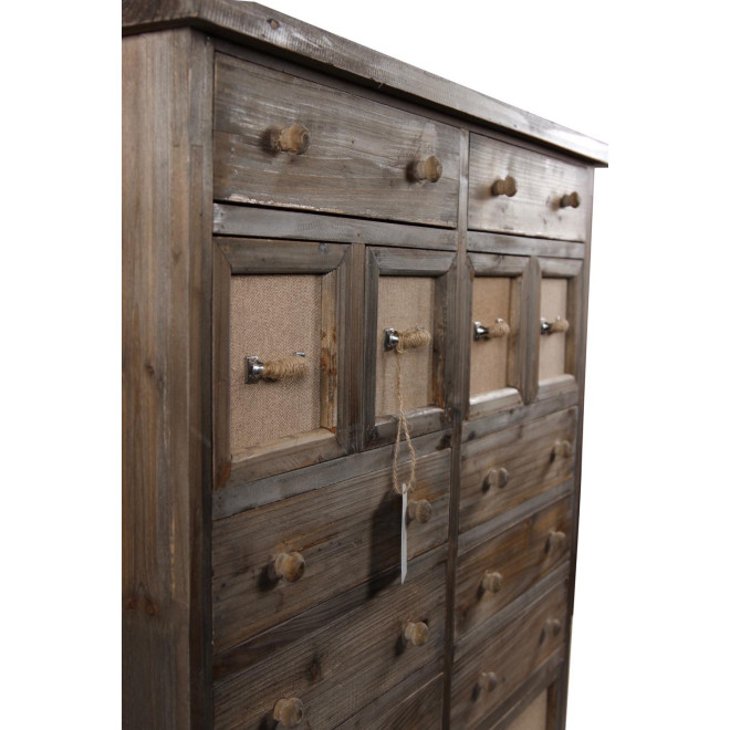 Meuble Semainier Chiffonnier Grainetier Bois 14 Tiroirs 85x33x98.5cm