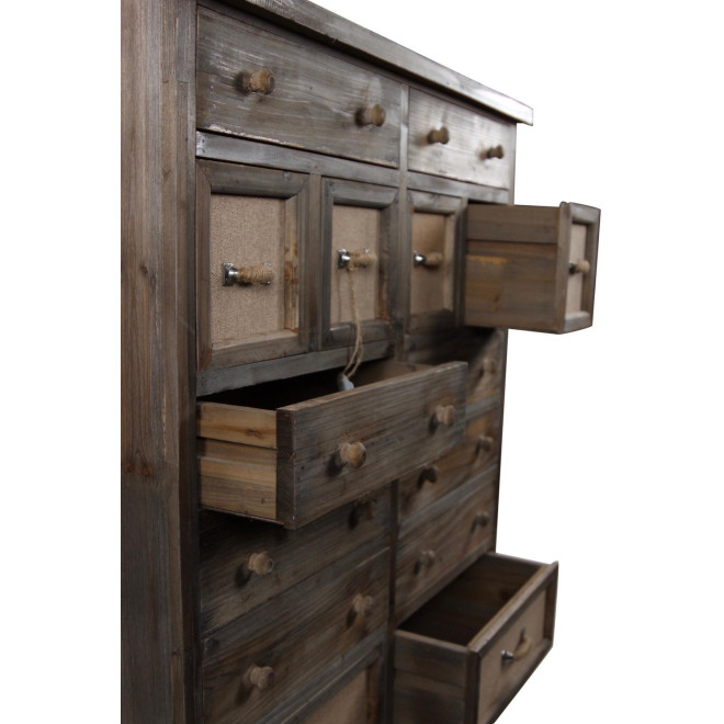 Meuble Semainier Chiffonnier Grainetier Bois 14 Tiroirs 85x33x98.5cm