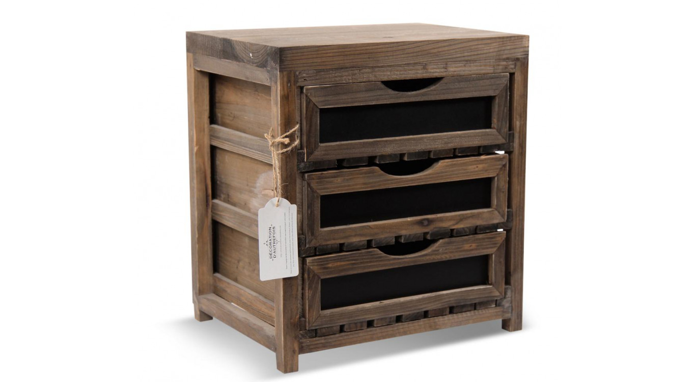Meuble Bas Rangement 3 Tiroirs 33x25.5x36.5cm