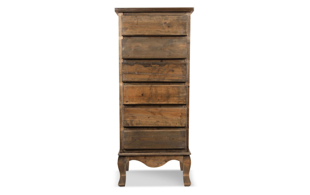 Meuble Semainier Chiffonnier Bois 6 Tiroirs Nu 45.5x36x108cm