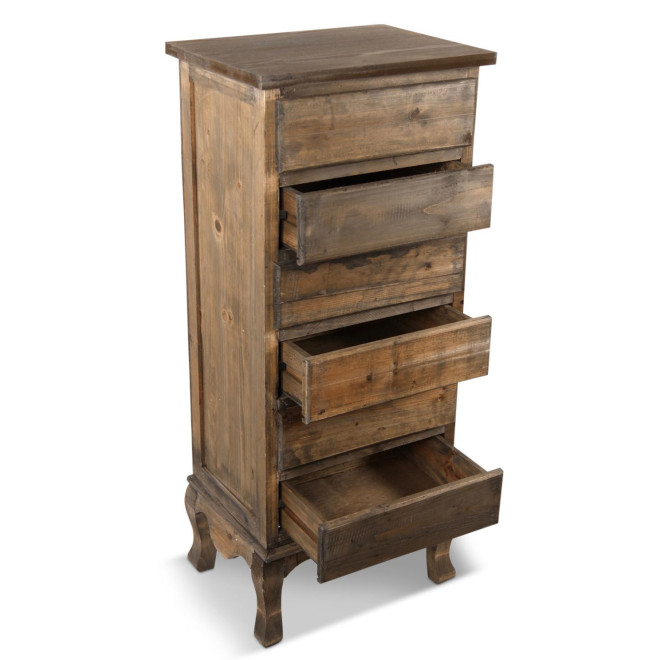 Meuble Semainier Chiffonnier Bois 6 Tiroirs Nu 45.5x36x108cm
