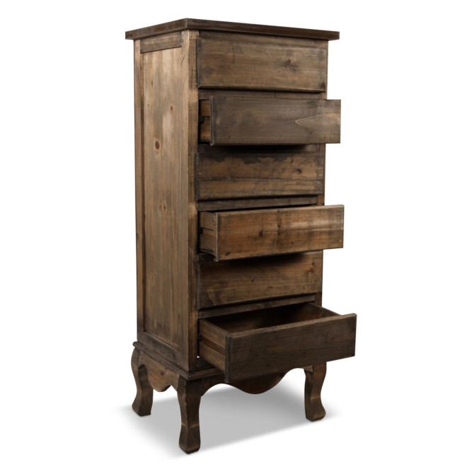 Meuble Semainier Chiffonnier Bois 6 Tiroirs Nu 45.5x36x108cm