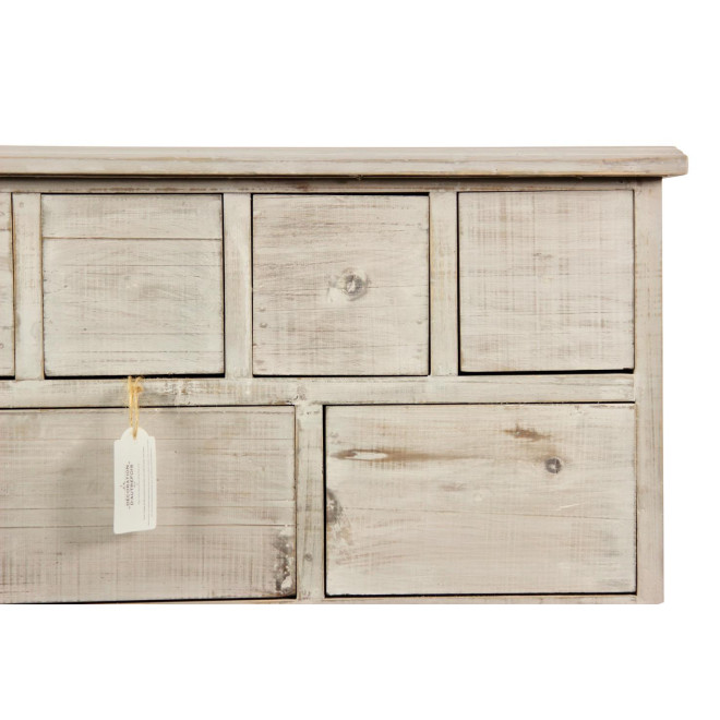 Meuble Semainier Chiffonnier Grainetier Bois 16 Tiroirs Cerusé Blanc Nu 96x35x92cm