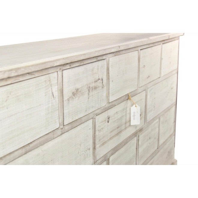 Wochenschrank Chiffonnier Grainetier Bois 16 Schubladen Cerusé Blanc Nu 170x35x92cm