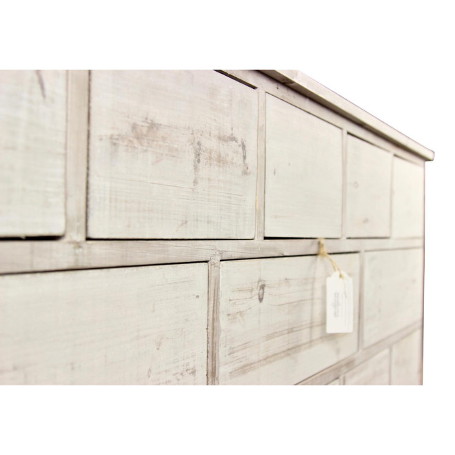 Wochenschrank Chiffonnier Grainetier Bois 16 Schubladen Cerusé Blanc Nu 170x35x92cm