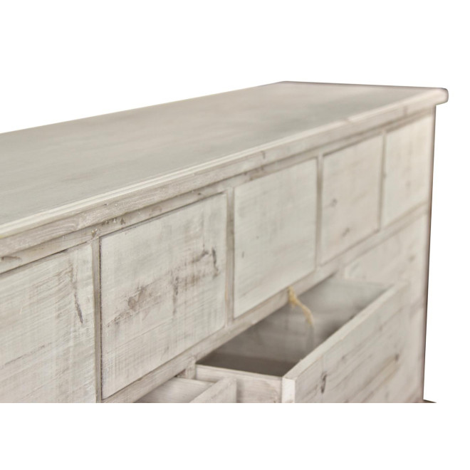 Wochenschrank Chiffonnier Grainetier Bois 16 Schubladen Cerusé Blanc Nu 170x35x92cm