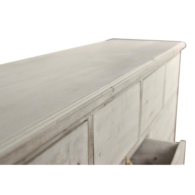 Wochenschrank Chiffonnier Grainetier Bois 16 Schubladen Cerusé Blanc Nu 170x35x92cm