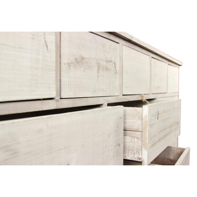 Wochenschrank Chiffonnier Grainetier Bois 16 Schubladen Cerusé Blanc Nu 170x35x92cm