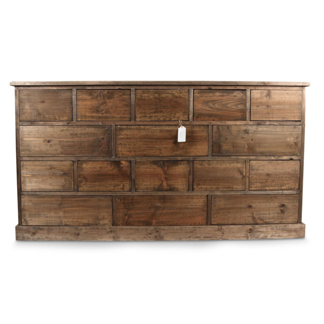 Meuble Semainier Chiffonnier Grainetier Bois 16 Tiroirs Nu 170x35x92cm