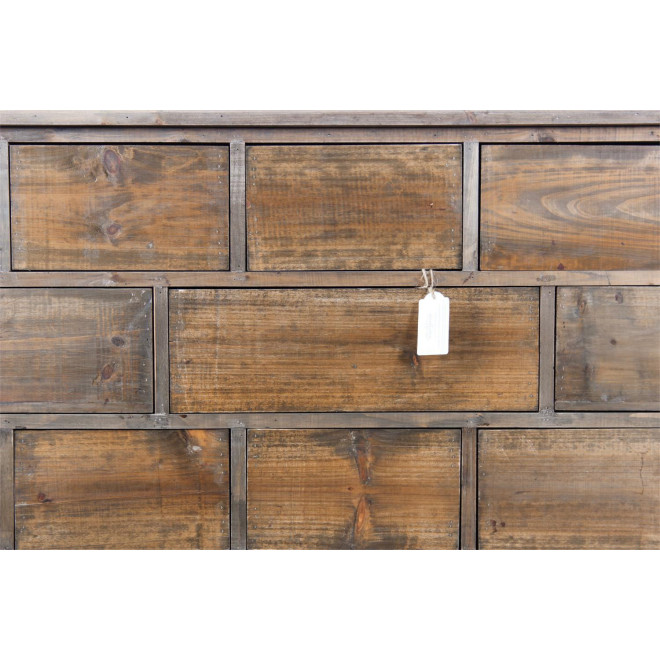 Meuble Semainier Chiffonnier Grainetier Bois 16 Tiroirs Nu 170x35x92cm