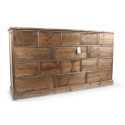 16 Drawer Bare Wood Sideboard 170x35x92cm