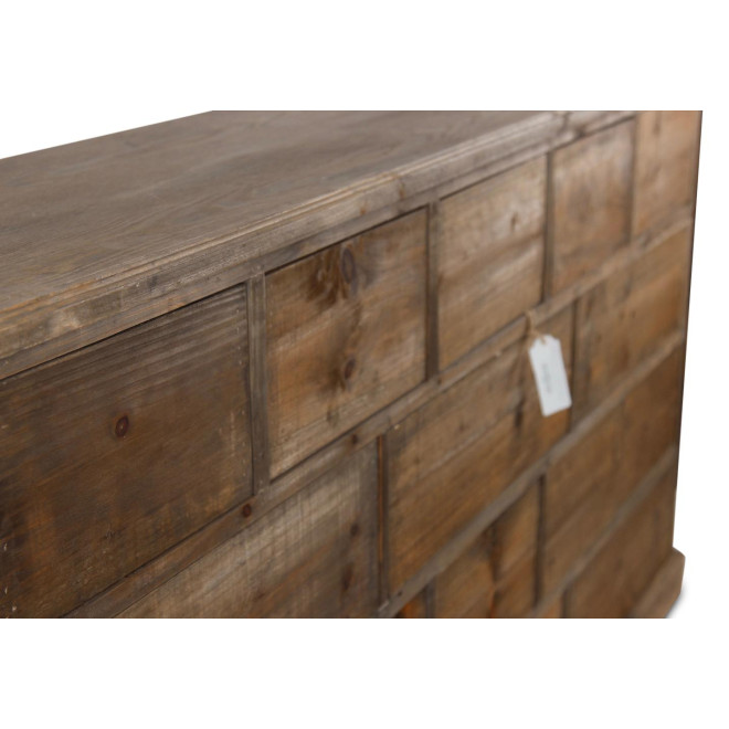 Meuble Semainier Chiffonnier Grainetier Bois 16 Tiroirs Nu 170x35x92cm
