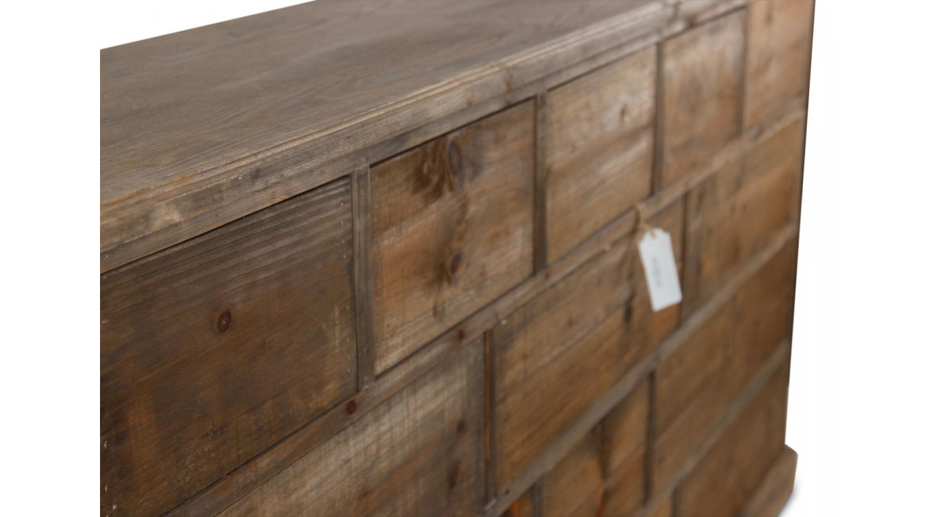 Meuble Semainier Chiffonnier Grainetier Bois 16 Tiroirs Nu 170x35x92cm