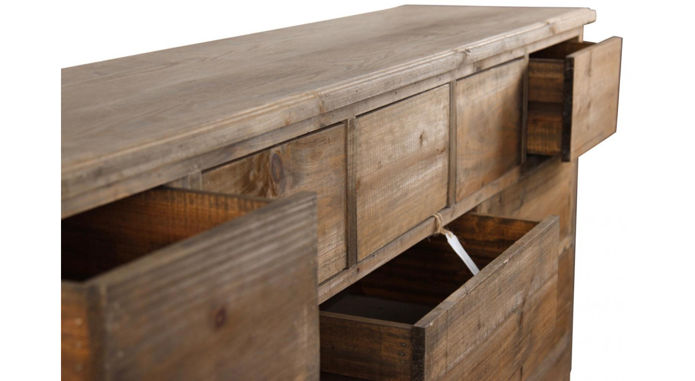 Meuble Semainier Chiffonnier Grainetier Bois 16 Tiroirs Nu 170x35x92cm