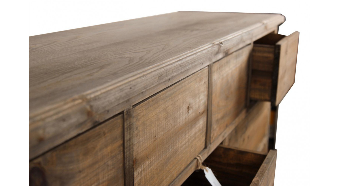 Meuble Semainier Chiffonnier Grainetier Bois 16 Tiroirs Nu 170x35x92cm