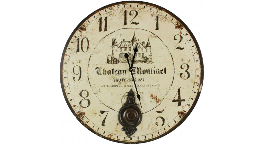 Horloge Ancienne Balancier Château Moulinet 58cm