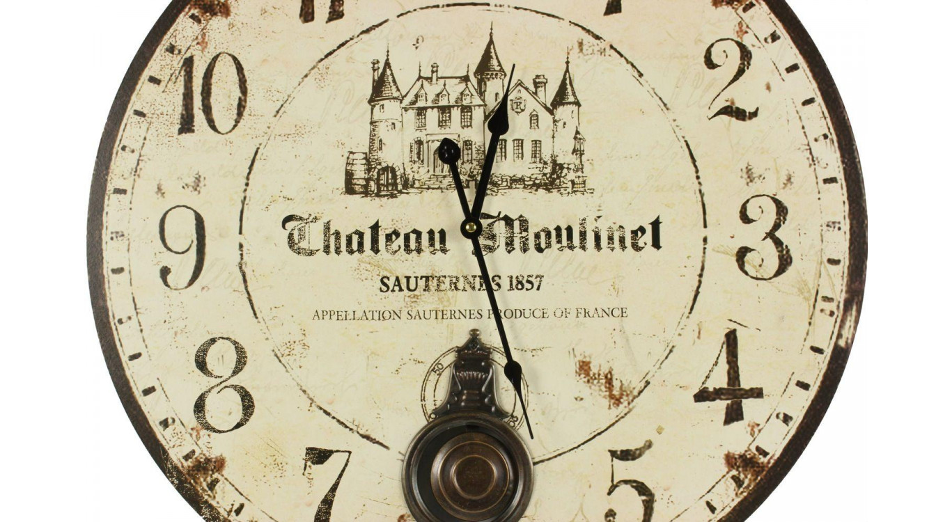 Horloge Ancienne Balancier Château Moulinet 58cm